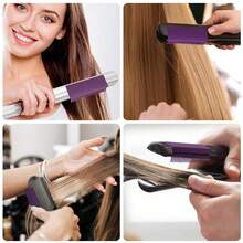 1入組理髮師直髮梳頭部，髮型自由造型髮梳，可固定於平鐵上，適用於低溫和高溫，是理髮師的必備工具 - 紫色 - 查看 5