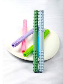 2pcs Pink And Purple Baby Teething Toys, Silicone Teether For Infant