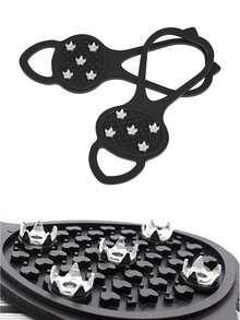 1只防滑鞋套,適用於冬季雪地步行,易於使用的雪地釘,帶有5個牙齒的冰爪 - 黑色 - 查看 3