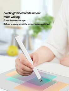 Double Flat Pen Barrel Hair Planting Head Handwriting Capacitive Touch Pen - White - View 7