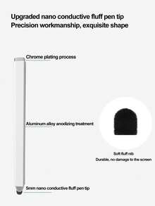 Double Flat Pen Barrel Hair Planting Head Handwriting Capacitive Touch Pen - White - View 4