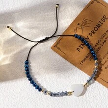 1 件批發女式貝殼 Shell Hego2boho 2024 簡約男女通用貝殼心形堆疊多色幸運水晶串珠手鍊帶卡片禮品套裝適合青少年 Girlart 吊飾金色珠子藍色透明友誼水晶手鍊女式 2024 - 彩色 - 查看 4