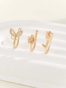 3入組精緻的幾何形假鼻環,為女性帶來裝飾效果,節日禮物 - 彩色 - 查看 4