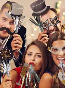 6pcs Party Atmosphere Creator Supplies Rain Silk Blow Dragon Whistle Party Favors Atmosphere Supplies - Silver - View 1