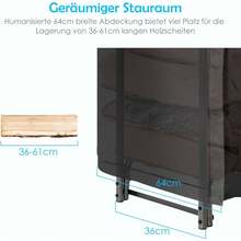 Firewood Rack, Firewood Rack With Waterproof Cover Firewood Rack Made Of Metal With Raised Legs, Firewood Holder For Indoor & Outdoor Use - Grey - View 4