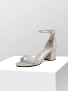 Women Low Heel Pump Sandals Open Toe Dress Shoes Ankle Strap Chunky Block Heeled Sandals For Autumn Prom Wedding Party Daily Wearing