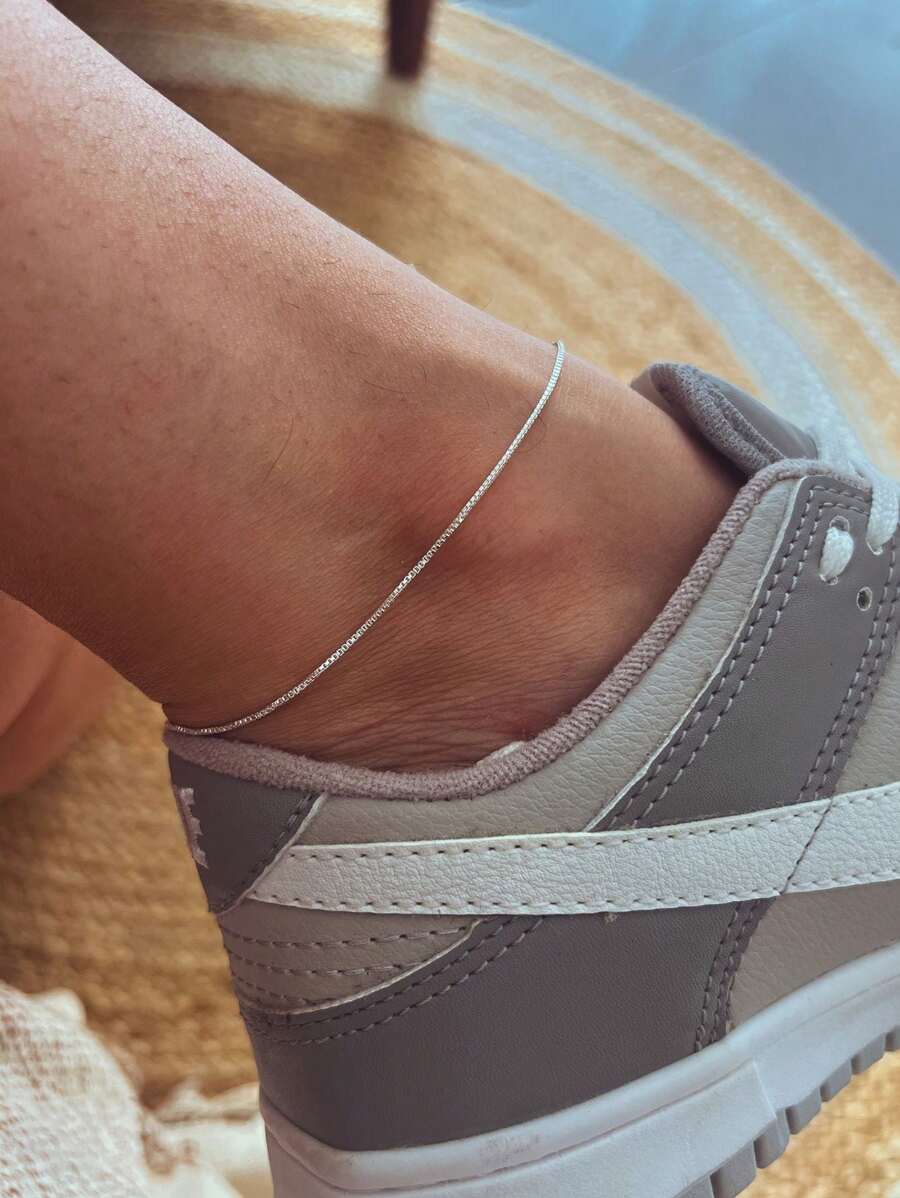 Tornozeleira Minimalista Veneziana em Prata 925 - Prata - Visão 1
