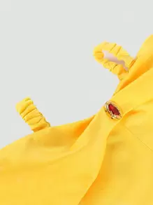 Vestido Formal de Princesa Amarelo com Detalhe Plissado para Jovem Menina