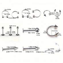 45pcs Stainless Steel Piercing Jewelry Set, Including Tongue Piercing, Eyebrow Piercing, Nose Ring, Lip Piercing