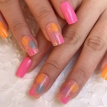 Upgrade Your Look! 24pcs/Set European Style Square Cartoon Line Classic And All-Match Gentle Nail Art Kit For Women And Girls Y2k - Multicolor - View 1