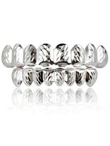 1入男士18k銀色鑽牙齒鍍銅裝飾牙套身體珠寶日常佩戴 - 銀色 - 查看 5