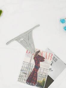 3pcs/Pack Seamless Low Waist Thong Panties With Ribbed Texture - Multicolor - View 5