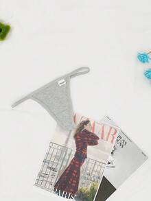 3pcs/Pack Seamless Low Waist Thong Panties With Ribbed Texture - Multicolor - View 6