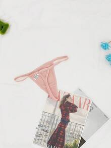 3pcs/Pack Seamless Low Waist Thong Panties With Ribbed Texture - Multicolor - View 8