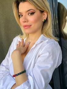 Stud Earrings - 綠色 - 查看 2