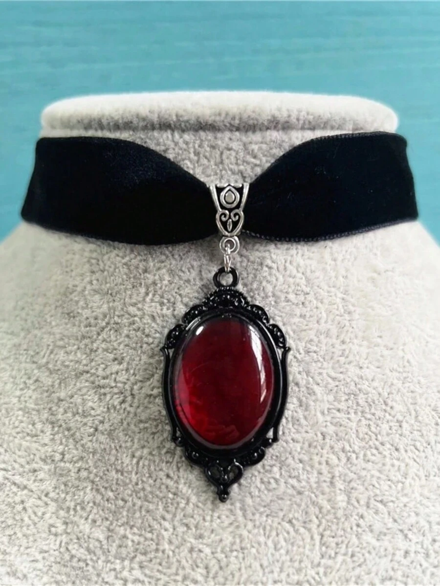 1PC Gothic Vampire  Pendant Choker Velvet Necklace For Women Fashion Pagan Witchcraft Jewelry Girls Gifts Creative Punk Choker - Multicolor - View 1