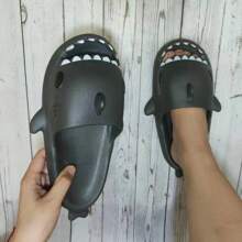Fashionable Women's Shark Designed Funny & Comfortable Beach Shoes - Dark Grey - View 1