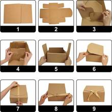 10入組禮盒聖誕禮盒帶絲帶紙質禮物包裝袋2023聖誕派對家居裝飾新年2024