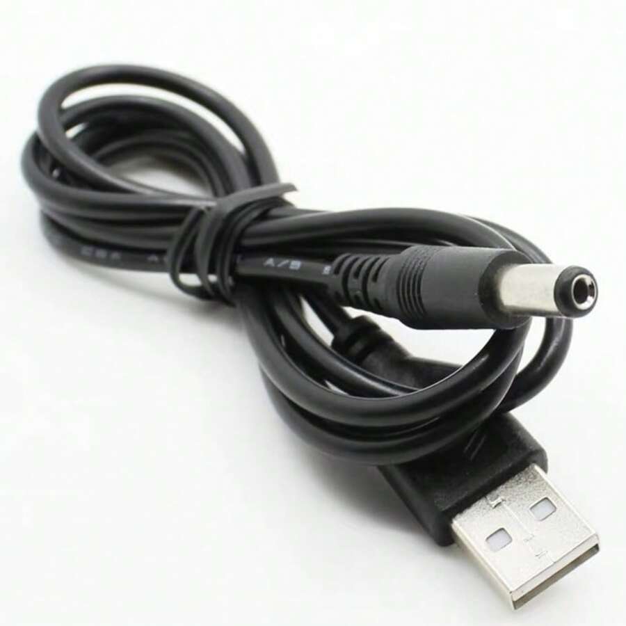 Cable De Carga USB 2.0 A DC 5.5mm x 2.5mm Punta Negra - Negro - Ver 1