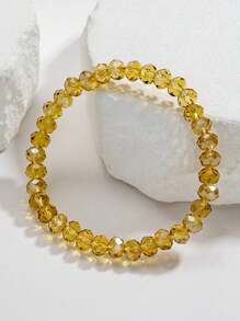 1條典雅簡約的層疊風彈性手鍊,配有水晶珠,男女適用,可選顏色,是一份完美的禮物 - 黃色 - 查看 12