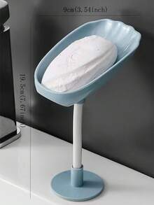 Bathroom Shell Shaped Soap Box, Wall-Mounted Drain Rack, Rotatable Neck, Waterproof, Durable, Easy To Install And Use, Creative Soap Holder For Bathroom And Toilet, Prevents Water Accumulation - Blue - View 2