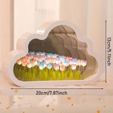 1PC Cloud Tulip Night Lamp Handmade Mirror Flower Sea Ambient Lamp Desktop Decoration Ornament Lamp Holiday Gift Night Lamp - White - View 3