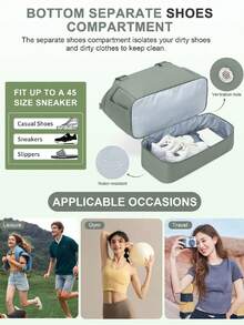 2入組旅行袋套裝，週末包、隨身包、運動包、旅行手提袋、購物袋、行李袋、手提包、健身包組合，附旅行收納袋，具大容量肩背包、乾濕分離、防水耐用和USB充電端口，適用於度假、商務、學校、醫院、女士、男士、學生、筆電、大學、父親節禮物、夏季使用 - 墨綠色 - 查看 8