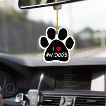 1pc Creative 2d Acrylic Dog Paw Car Pendant, Keychain, Festival Decoration, Christmas Gift, For Ladies' Bag - Black and White - View 2