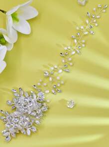 1pc Handmade Silver Rhinestone Bridal Headband Hair Accessories For Wedding, Bridesmaid, Party - Silver - View 3