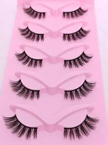 5 對半眼假睫毛 8-13 毫米,自然捲髮,蓬鬆簡約風格；適合貓眼和狐狸眼造型和派對 - 尖尾漫畫款 - 查看 6