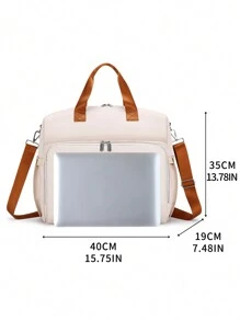 One Shoulder Strap & Detachable Hidden Double Backpack Straps Printed Mummy Bag With Retractable Handle - Beige - View 2