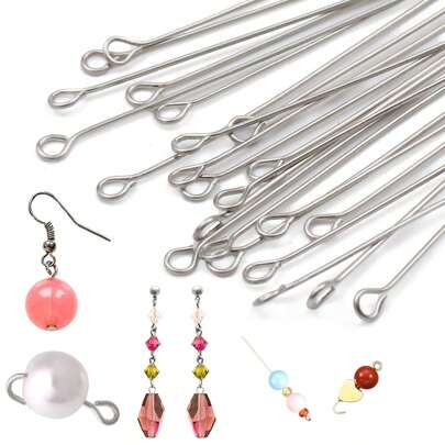 100 Pçs/saco 20-70mm Aço Inoxidável Três Caracteres Pino Cabeça Olho Jóias Diy Acessórios Para Artesanato Artesanal