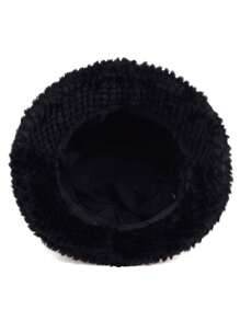 1頂女士毛茸茸的菲德勒帽,適用於戶外和休閒穿著,秋冬季節 - 黑色 - 查看 3