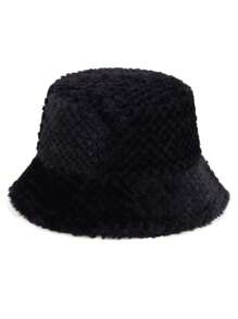 1頂女士毛茸茸的菲德勒帽,適用於戶外和休閒穿著,秋冬季節 - 黑色 - 查看 2