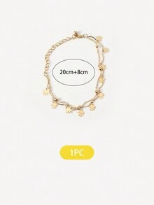 1 件簡約優雅珍珠心型棕櫚吊墜雙層女士手鍊 - 愛心 - 查看 8