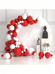 141pcs Valentine'S Day Red & White Balloon Garland Arch Kit, Suitable For Children'S Birthday Party, Wedding, Baby Shower, Background Home Decoration - Multicolor - View 3