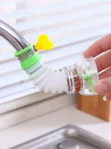 1pc Rotatable Water Filtering Faucet With Extendable Head, Bathroom Sink Tap Filter Nozzle For Anti-Splash - Green - View 3