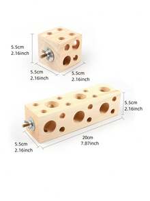 1個木製鸚鵡棲木台玩具,配有磨爪器,鳥類魔方咬咬玩具,適用於鳥類、鸚鵡、倉鼠等。 - 彩色 - 查看 2