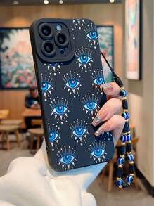 1pc Eye Pattern Phone Case With Lanyard Compatible With IPhone 11/12/13,14/15 Series - Multicolor - View 2