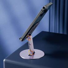 1入摺疊式鬆散式手機和平板電腦桌面支架Basemo全金屬手機支架，可摺疊桌面支架，適用於智能手機 - 灰色 - 查看 5