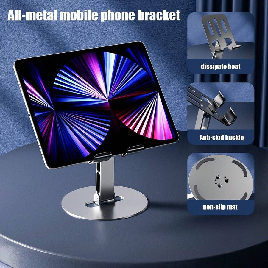 1入摺疊式鬆散式手機和平板電腦桌面支架Basemo全金屬手機支架，可摺疊桌面支架，適用於智能手機 - 灰色 - 查看 1