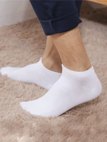 40pairs/Set Men's Black & White Colorblock Simple Style Campus Socks For Sports - Black and White - View 4