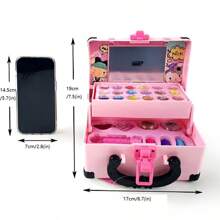 孩子們假裝遊戲彩妝玩具套裝帶公主指甲油,口紅,眼妝,和攜帶殼套