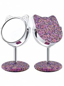 One Animal-Shaped Personalized Makeup Mirror, Excellent Product For Women's Makeup - Purple - View 1