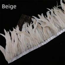 (50/100/150/200cm) 雞尾羽毛裝飾修邊/服飾配件,diy裝飾 - 米色 - 查看 3