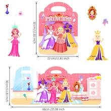 1 Set Reusable Princess Theme Sticker Books, Activity Books For Kids Toddler Girls Travel Car Busy Book Christmas Birthday Gifts - Pink - View 2