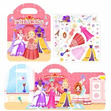 1 Set Reusable Princess Theme Sticker Books, Activity Books For Kids Toddler Girls Travel Car Busy Book Christmas Birthday Gifts - Pink - View 3