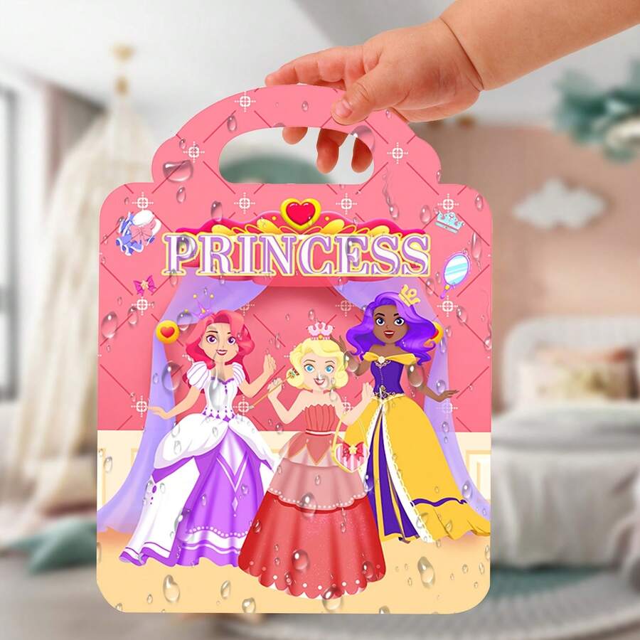 1 Set Reusable Princess Theme Sticker Books, Activity Books For Kids Toddler Girls Travel Car Busy Book Christmas Birthday Gifts - Pink - View 1