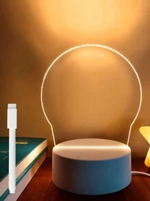 1 件 3d 壓克力面板夜燈帶開關,3 色 Led 桌面裝飾燈,帶筆手寫留言板,傾斜功能和手寫照明功能 - 無色 - 查看 3