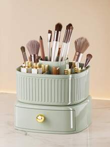 桌面豪華風格臥室收納盒,具有大容量和多功能化妝品組織家用 - 綠色 - 查看 1
